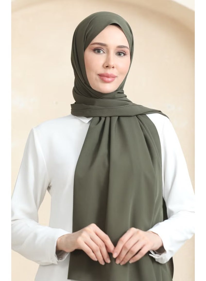 Sefa Merve Crepe Plain Shawl 81077-02 Khaki - Image 1